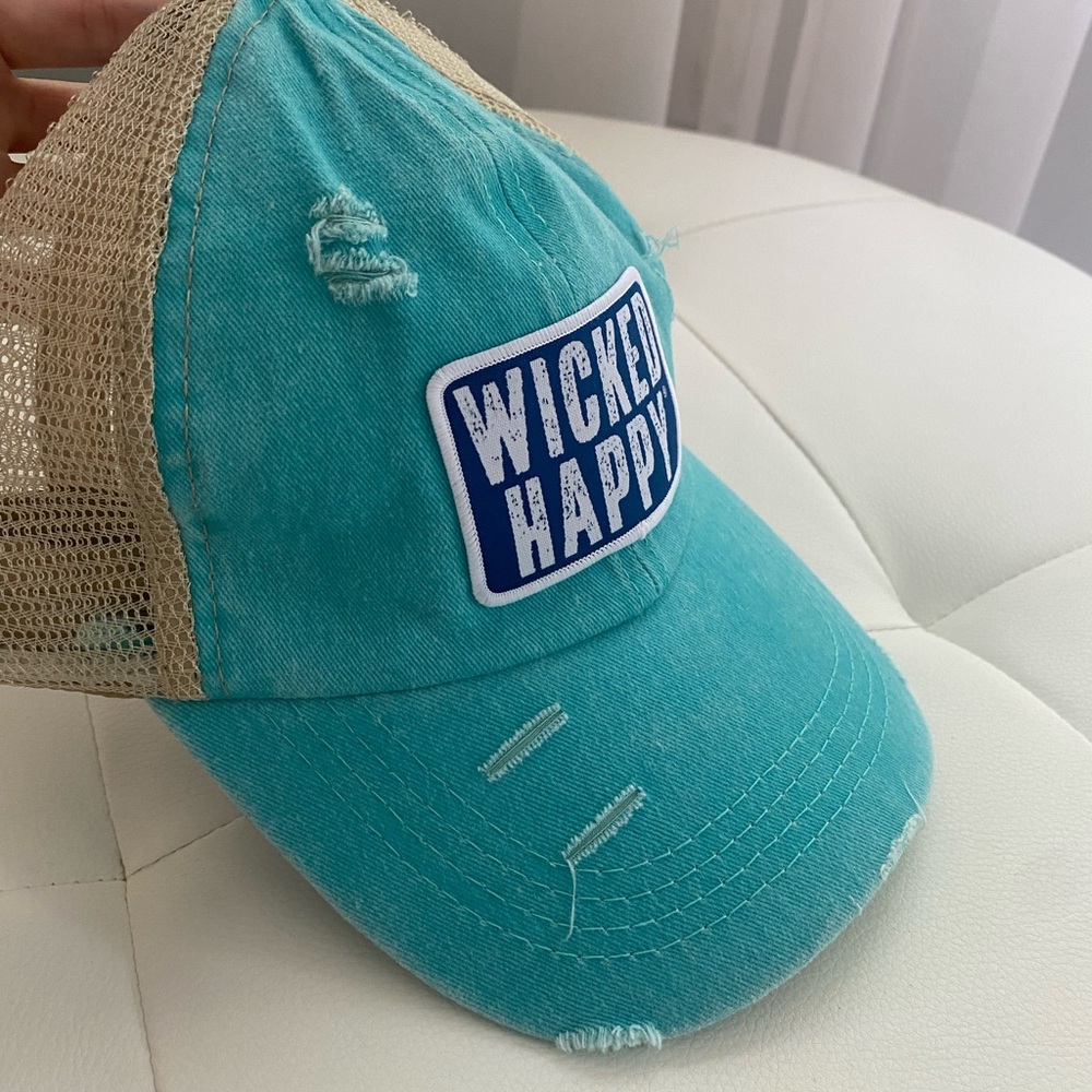 Wicked Happy Aqua Beachy Hat - Picture 6 of 9